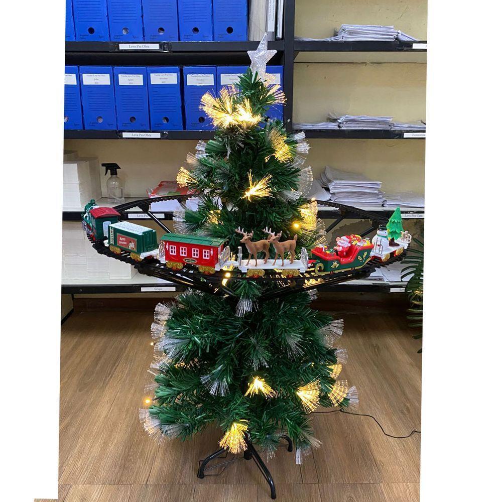 Trenzinho Giratorio Natal Arvore Natalina Musica Led Som Vitrine Cenario Loja Casa Hall Entrada Locomotiva Maria Fumaça - 5