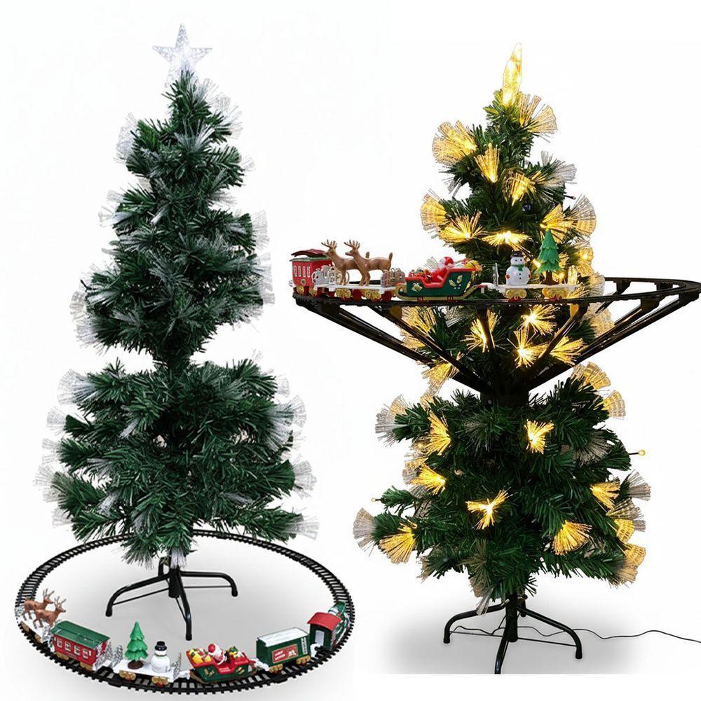 Trenzinho Giratorio Natal Arvore Natalina Musica Led Som Vitrine Cenario Loja Casa Hall Entrada Locomotiva Maria Fumaça - 7