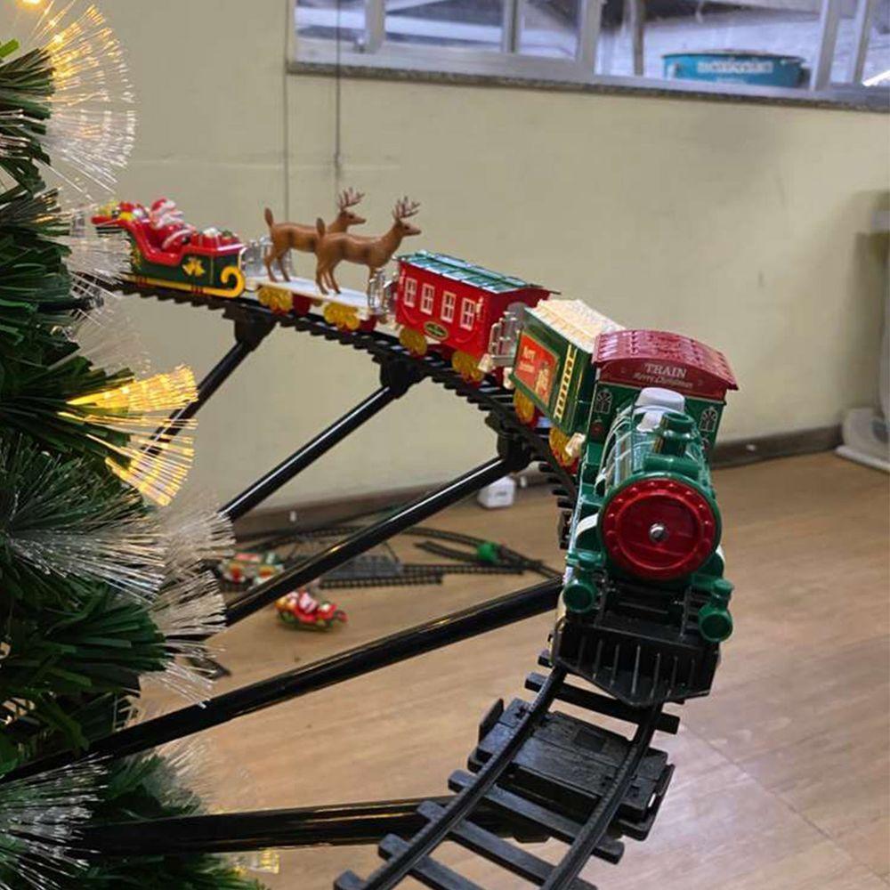 Trenzinho Giratorio Natal Arvore Natalina Musica Led Som Vitrine Cenario Loja Casa Hall Entrada Locomotiva Maria Fumaça - 8