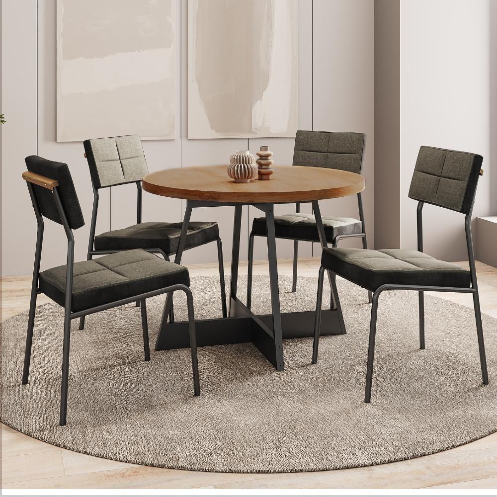 Conjunto Sala De Jantar 4 Cadeiras Nairobi Carraro Nogal - 1