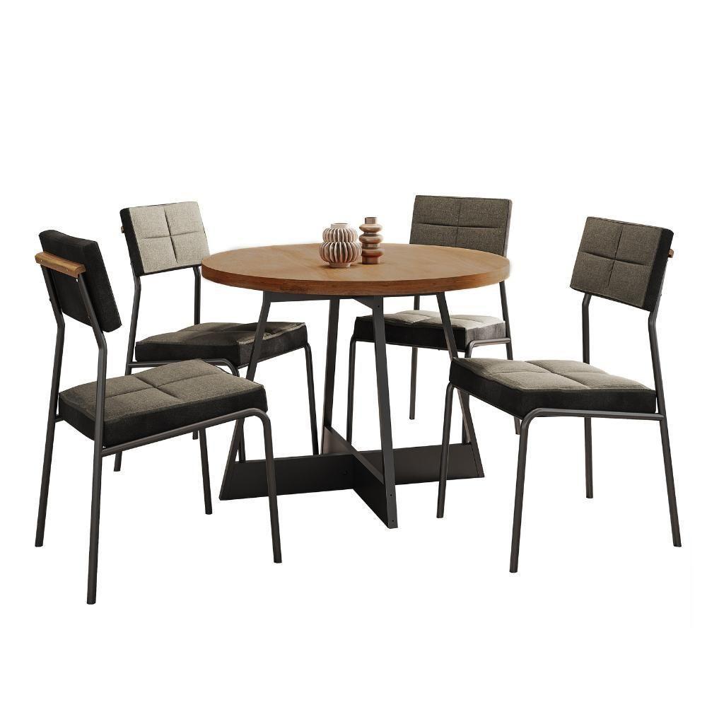 Conjunto Sala De Jantar 4 Cadeiras Nairobi Carraro Nogal - 2
