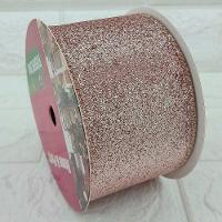 Rolo Fita Aramada Rose Gold Enfeite Natal 6,3cm 9m Kit 12pçs