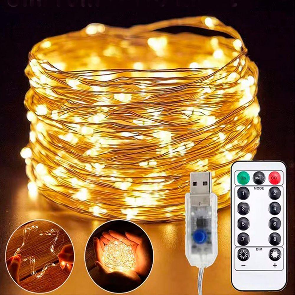 Fio De Fada Natal Musical 100 Lâmpadas Leds Amarelo Usb 10m - 3