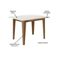 Mesa De Jantar 4 Lugares Tampo Chanfrado 120cm Sem Vidro Kate Carvalho-off White - Poliman - 2