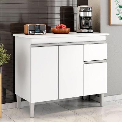 Balcão Gabinete De Pia Sem Tampo Tatiane 100cm 3 Portas 1 Gaveta - Ssx Multicoisas Branco