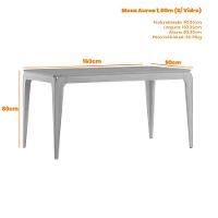 Mesa De Jantar Para 6 Lugares 1,60m Tampo Em Mdf Aurea Ypê - New Ceval - 3