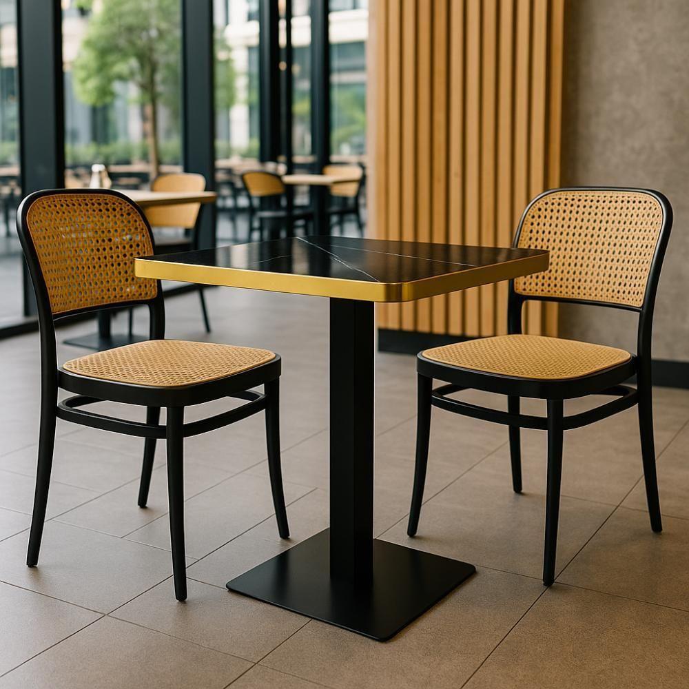 Conjunto Mesa De Jantar Redonda Venezia 70x70cm Preta Com 2 Cadeiras Roma - Preto - 2