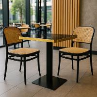 Conjunto Mesa De Jantar Redonda Venezia 70x70cm Preta Com 2 Cadeiras Roma - Preto - 2