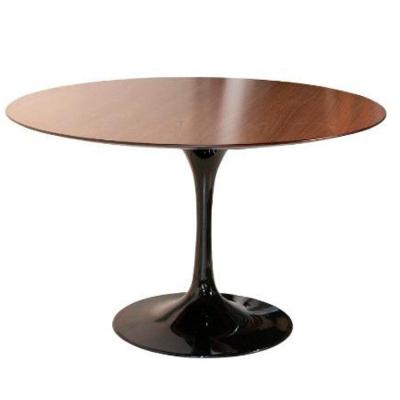 Mesa De Jantar Tulipa Saarinen Redonda 110 Cm Tampo Imbuia Base Preta