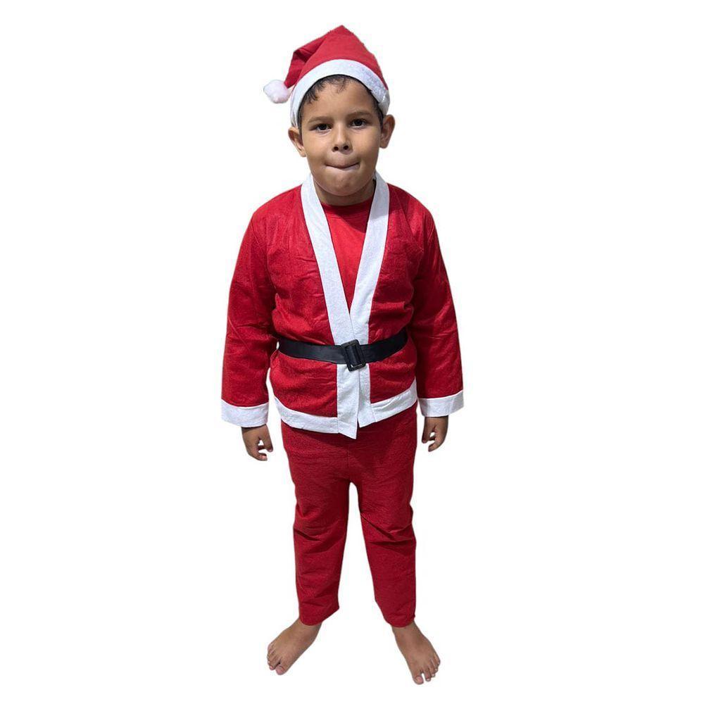 Roupa Papai Noel Infantil Criança Natal Fantasia Completa Natalina Festa Evento Comemoraçao Confraternizaçao Fim De Ano - 1