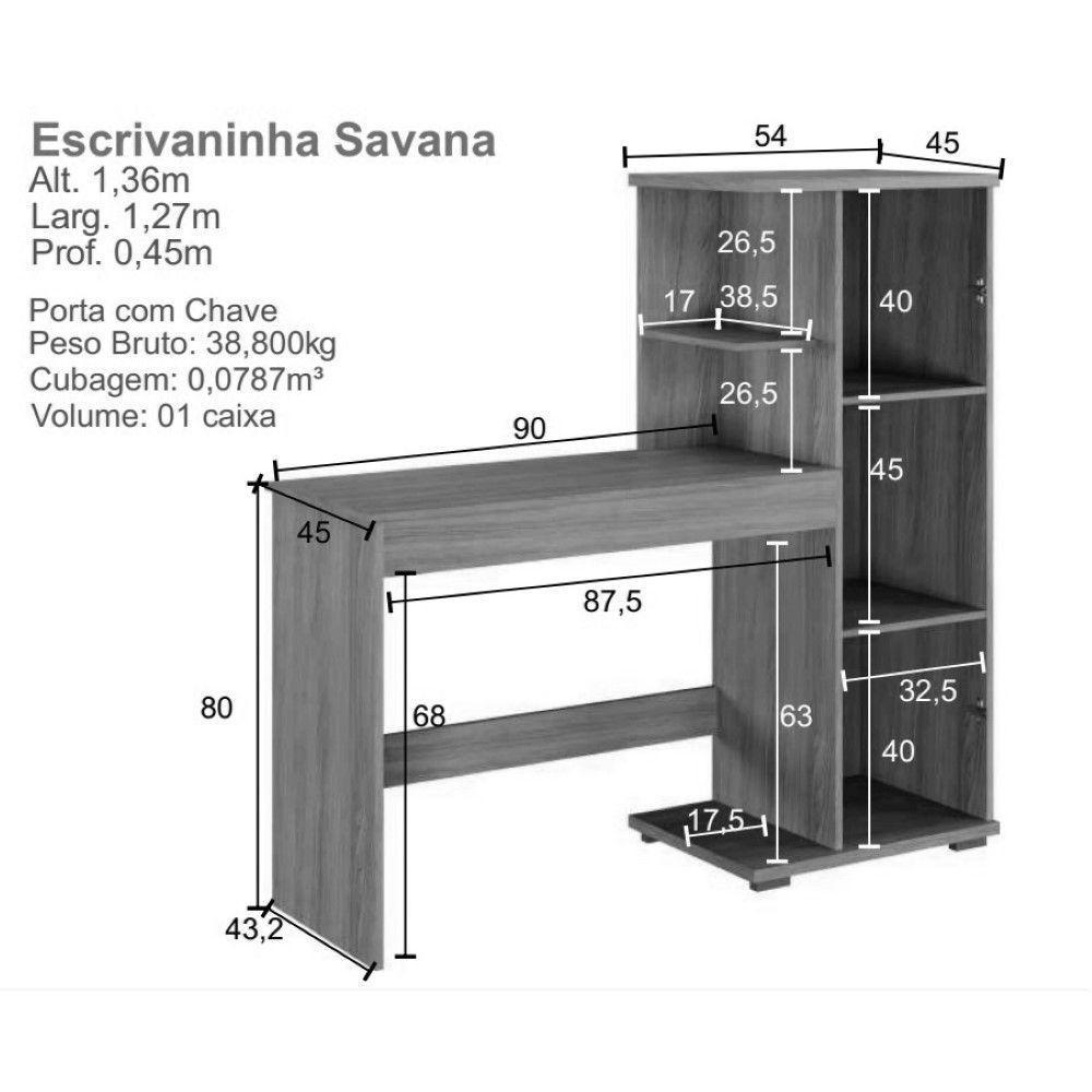 Escrivaninha Savana Com Porta Arte Móveis Cinamomo - 2