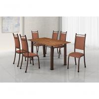 Conjunto Verona 06 Cadeiras Com Base Acre Bm Tubulares Pinus Conhaque/linho 307 - 4