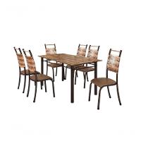 Conjunto Chicago 06 Cadeiras Com Base Piauí Bm Tubulares Pinus Conhaque/ratan Carvalho/courino 13 - 1