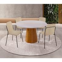 Conjunto Florença Com 4 Cadeiras E Base Paris Bm Tubulares Off White/linho 303 - 6