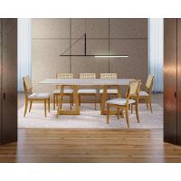 Conjunto De Jantar Milão Com 6 Cadeiras Base Canadá Bm Tubulares Mel/tecido 501 - 6