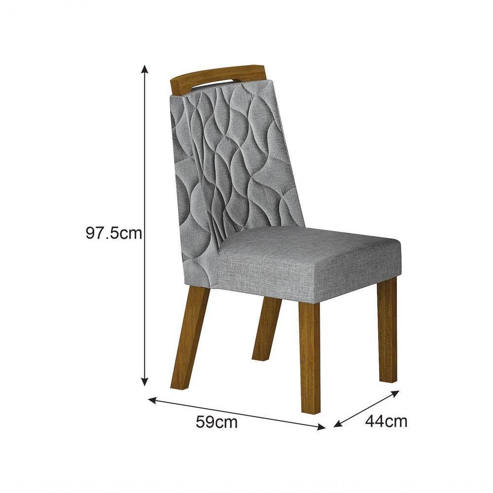 Conjunto Sala De Jantar Mesa Orgânica Sem Vidro 200cm Com 6 Cadeiras Pé Mdf Dacota Off White Freijó/freijó/linho Cinza - 6