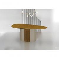 Conjunto Sala De Jantar Mesa Orgânica Sem Vidro 200cm Com 6 Cadeiras Pé Mdf Dacota Off White Freijó/freijó/linho Cinza - 3