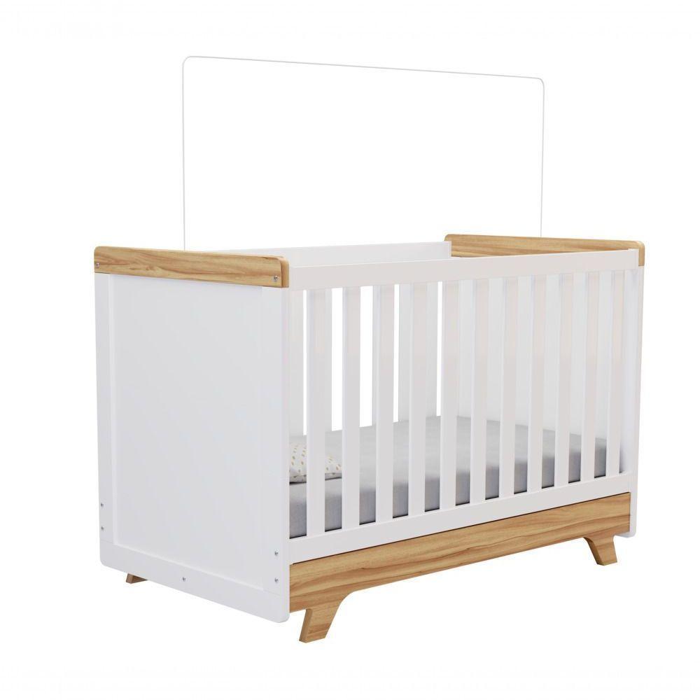 Berço Infantil Retrô - Moveis Peroba Amendoa/branco - 1