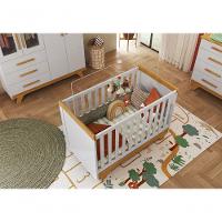 Berço Infantil Retrô - Moveis Peroba Amendoa/branco - 3