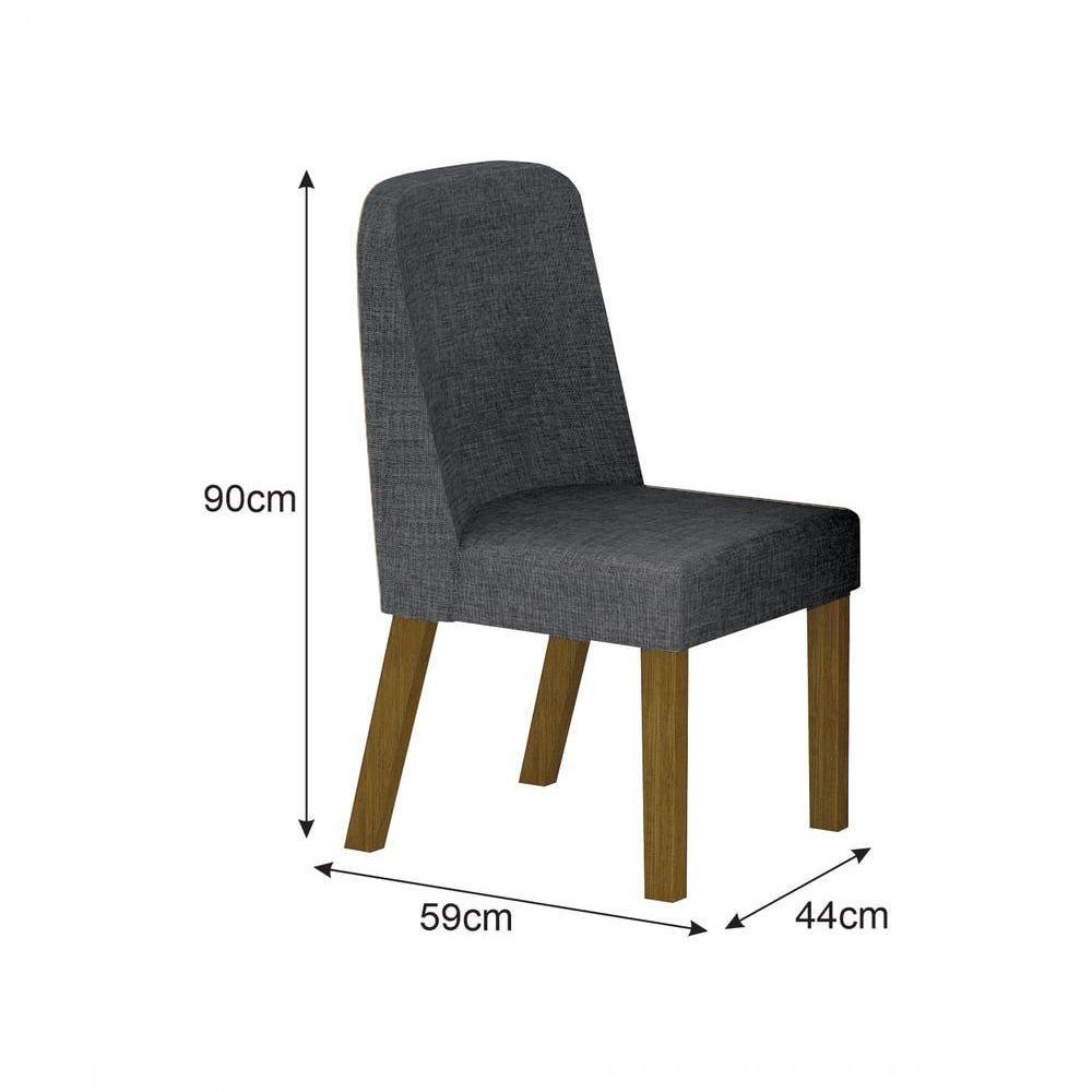 Conjunto Sala De Jantar Mesa Orgânica Sem Vidro 200cm Com 6 Cadeiras Pé Madeira Isis Freijó/linho Chumbo - 5