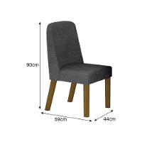 Conjunto Sala De Jantar Mesa Orgânica Sem Vidro 200cm Com 6 Cadeiras Pé Madeira Isis Freijó/linho Chumbo - 5