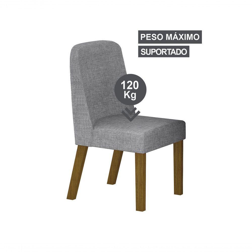 Conjunto Sala De Jantar Mesa Orgânica Com Vidro 200cm Com 6 Cadeiras Pé Madeira Isis Freijó/off White/linho Cinza - 2