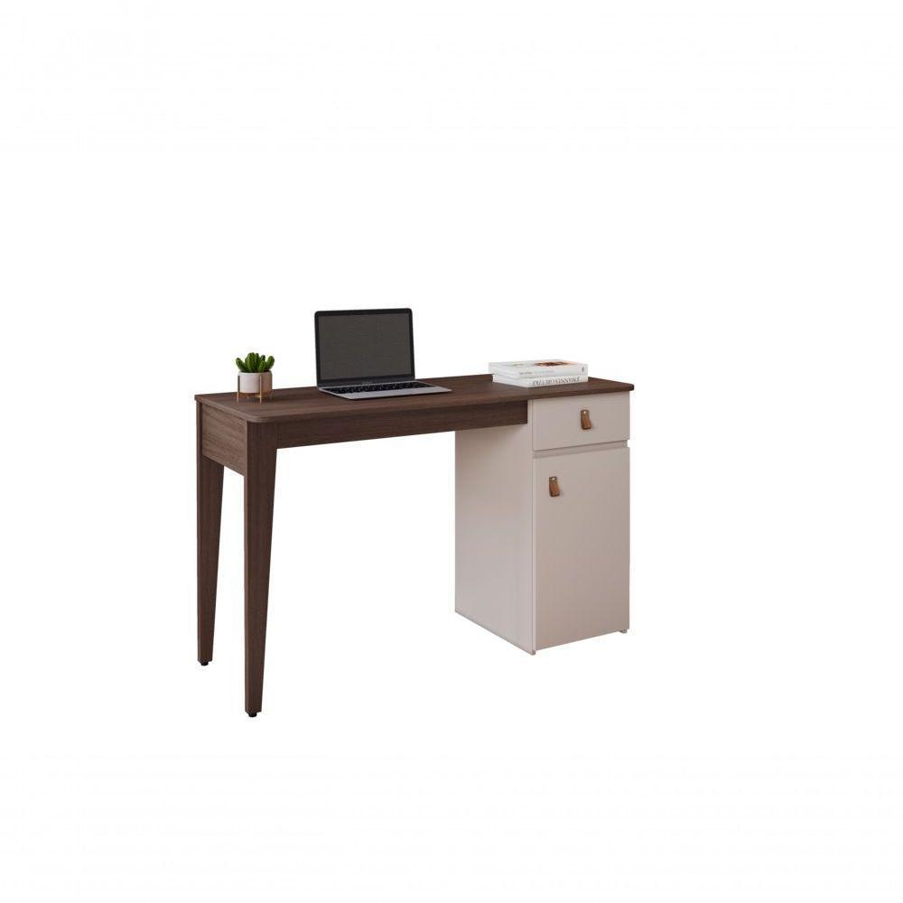 Escrivaninha Mesa De Estudo Helo 1 Gaveta Com 1 Porta Jcm Moveis Café/off White - 1