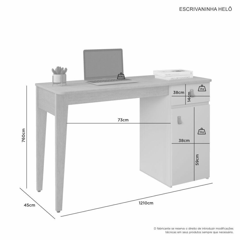 Escrivaninha Mesa De Estudo Helo 1 Gaveta Com 1 Porta Jcm Moveis Café/off White - 2