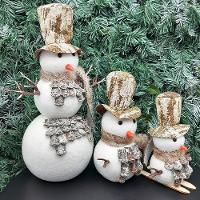 Bonecos De Neve Enfeite Natalino Cartola Em Isopor Kit 3pçs - 1