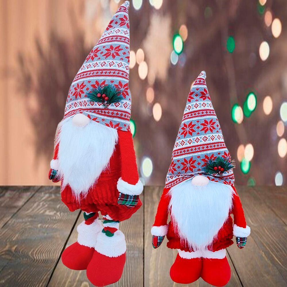 Boneco Papai Noel Gnomo Enfeite Natal Pernas Ajustáveis 80cm - 1