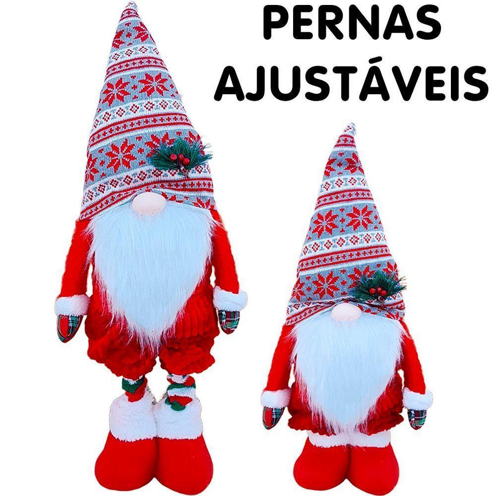 Boneco Papai Noel Gnomo Enfeite Natal Pernas Ajustáveis 80cm - 3