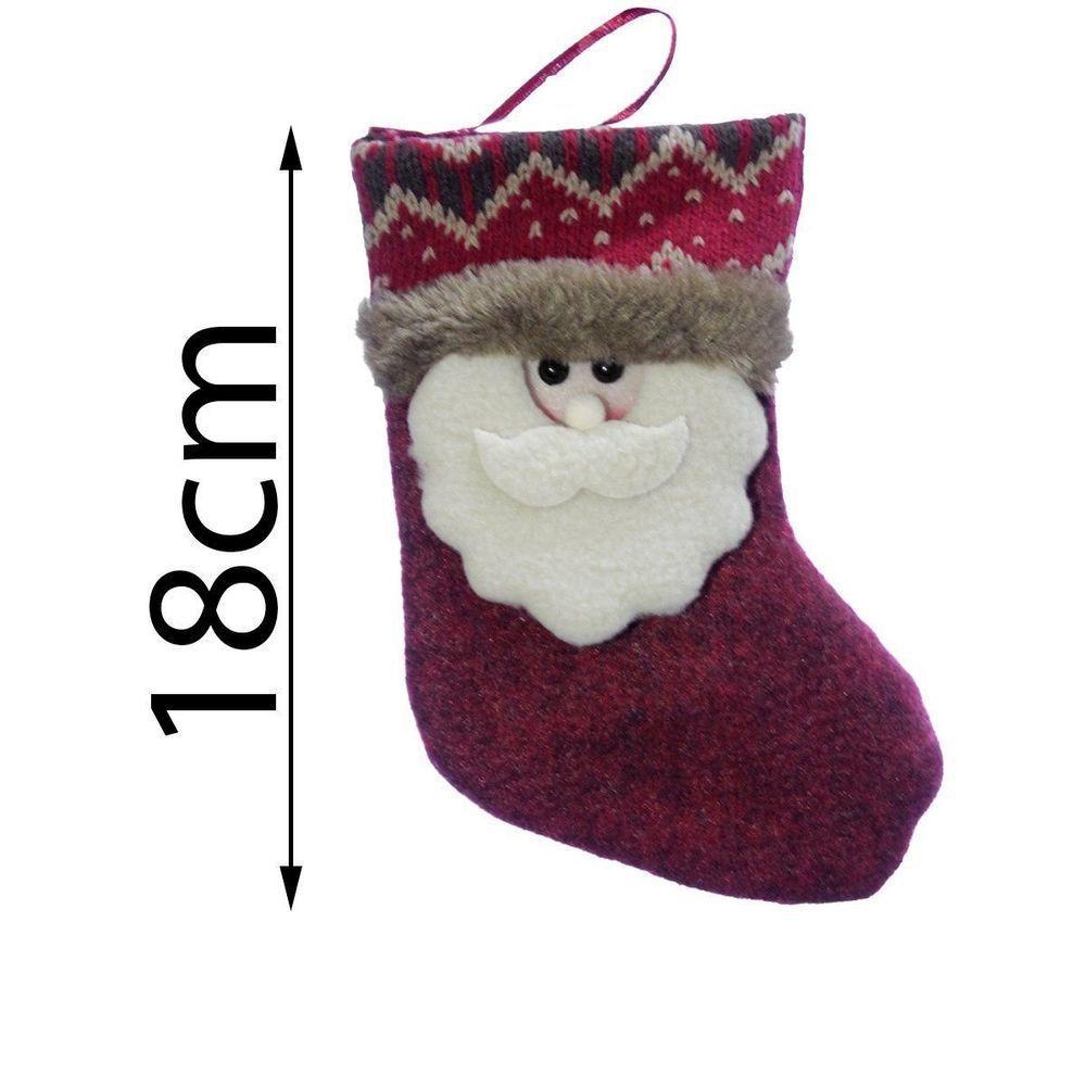 Kit 9 Peças Decoração Natal Bota Meia Rena Papai Noel Boneco Neve Natalino 18cm - 5