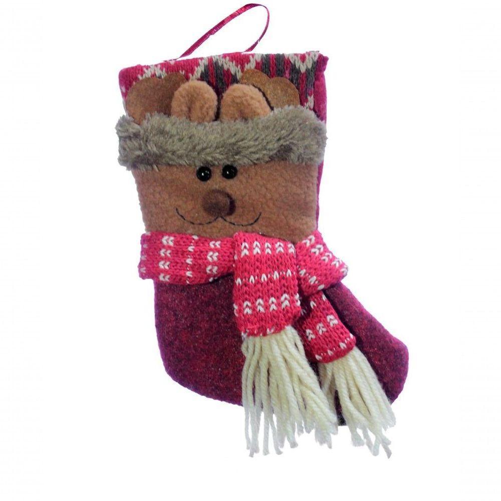 Kit 9 Peças Decoração Natal Bota Meia Rena Papai Noel Boneco Neve Natalino 18cm - 6