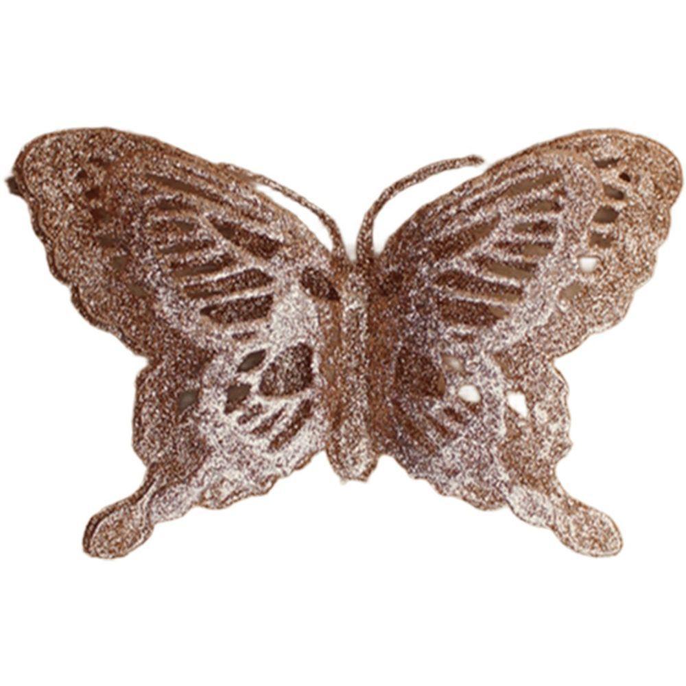 Pendentes Borboleta Flores Rose Gold Enfeite Natal Kit 10pçs - 4