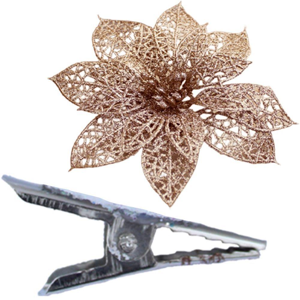 Pendentes Borboleta Flores Rose Gold Enfeite Natal Kit 10pçs - 5