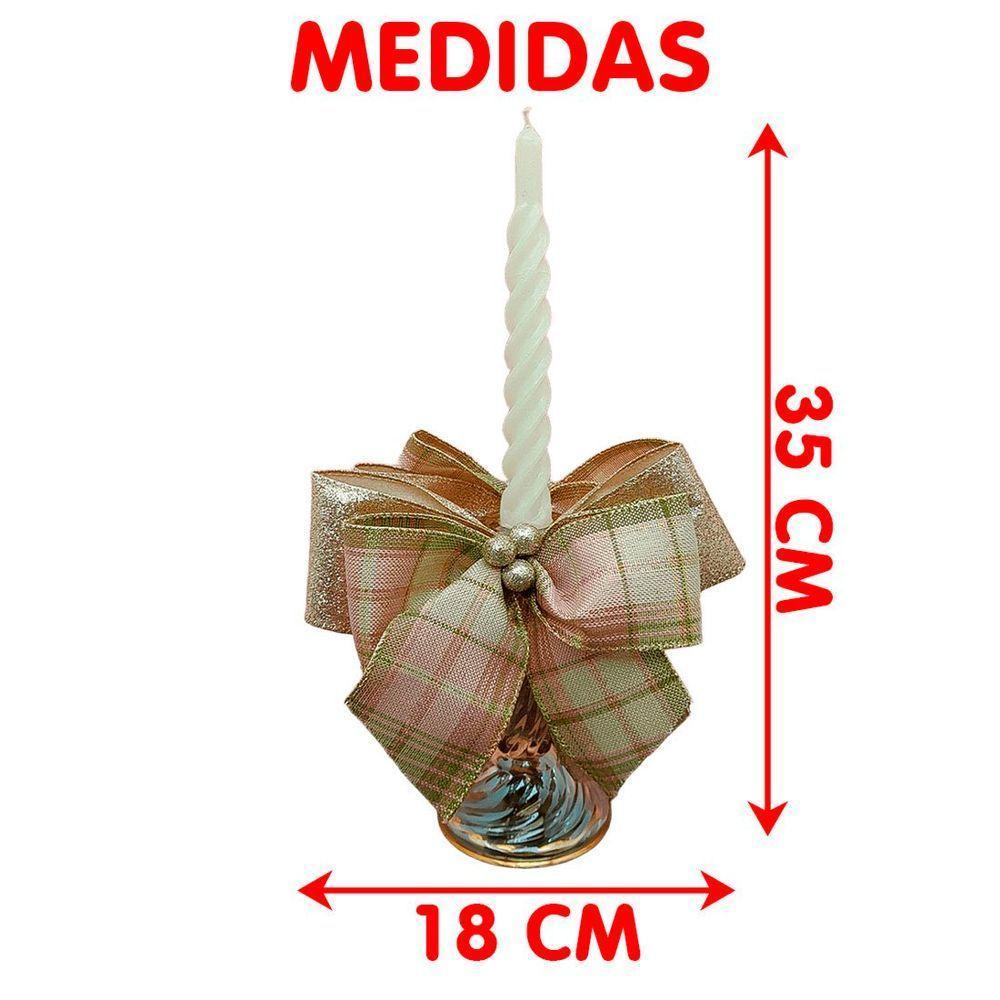 Castiçal Porta Vela Aparador Arranjo Centro Mesa Natal 35cm A - 3