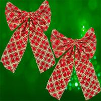 Laço Pendente Vermelho Gliter Dourado Natal 16x24cm Kit 12pç - 3