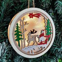 Enfeite Papai Noel Natal Luminária Pendente Em Madeira 13cm - 3