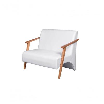 Poltrona Namoradeira Venus Braço Madeira Maciça Tecido Sintético Unidecor Branco