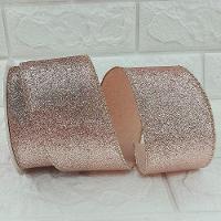 Rolo Fita Aramada Enfeite Natal Rose Gold 6,3cm 9m Kit 2pçs - 2