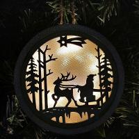 Enfeite Natal Papai Noel Luminária Pendente Em Madeira 13cm - 2