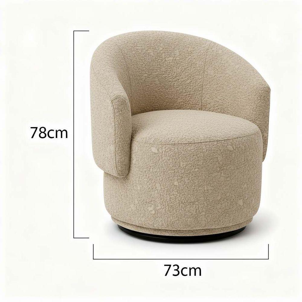 Poltrona Decorativa Giratória Sala De Estar Recepção Jasmine Bouclé Bege - 3