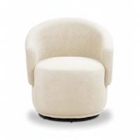 Poltrona Decorativa Giratória Sala De Estar Recepção Jasmine Bouclé Bege - 2