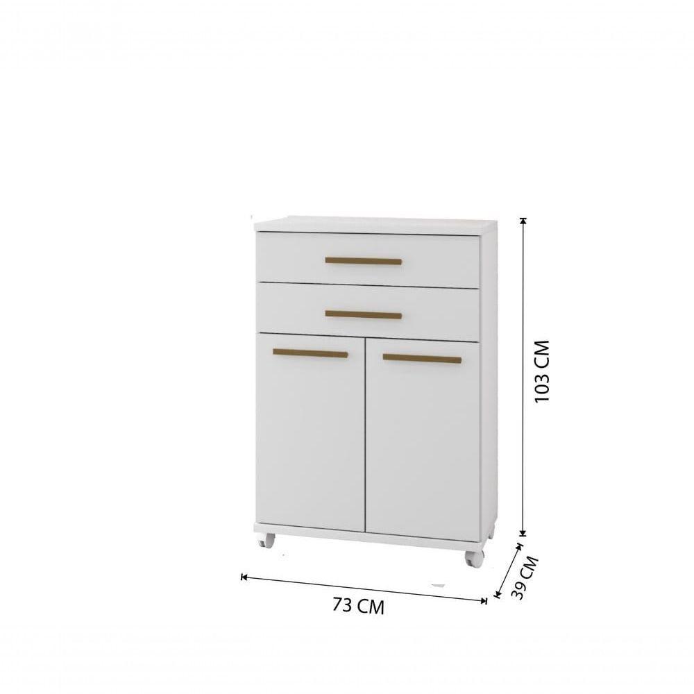 Balcão Mônaco Arte Móveis 2 Portas 2 Gaveta Flex Branco - 2