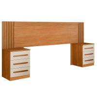 Cabeceira Valência Ripada E 2 Mesas De Cabeceiras Benetil Cinamomo-off White - 2