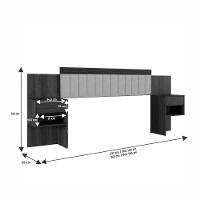 Cabeceira Extensiva Estofada Com 2 Mesas De Cabeceira Master Benetil Cinamomo-off White - 2