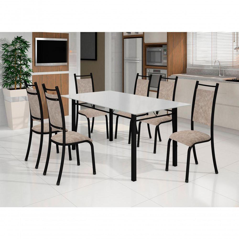 Conjunto Verona 06 Cadeiras Com Base Piauí Bm Tubulares Off White/courino 12 - 4