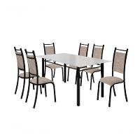 Conjunto Verona 06 Cadeiras Com Base Piauí Bm Tubulares Off White/courino 12 - 1