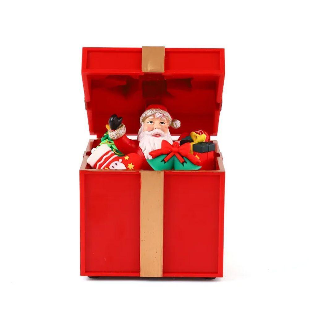 Caixa De Presente Natalino Natal Papai Noel Abre Fecha Led Musica Som Enfeite Fim De Ano Festa Comemoraçao Decoraçao - 7