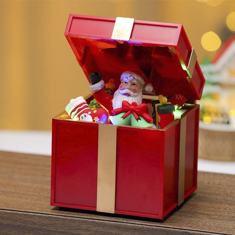 Caixa De Presente Natalino Natal Papai Noel Abre Fecha Led Musica Som Enfeite Fim De Ano Festa Comemoraçao Decoraçao - 8